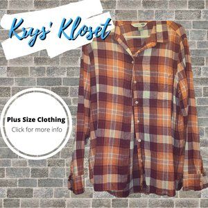 Old Navy Purple & Orange Long Sleeve Flannel - XL